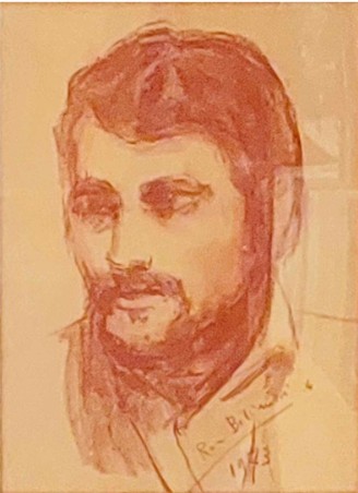 Ritratto a sanguigna di Stefano Guerri dall'Oro Gallone, di Roman Bilinski, 1973
