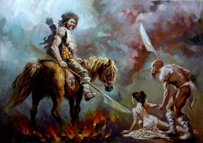 Dipinto storico raffigurante una battaglia dell’epoca di Attila