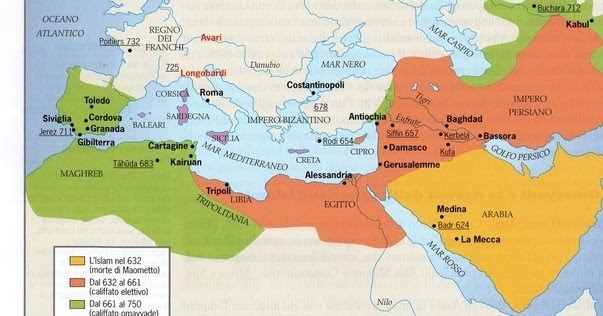 Carta dei territori del Califfato omayyade e di Cordova