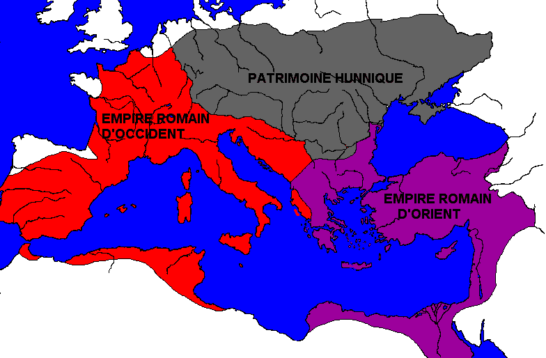 Carta dei territori dominati dagli Unni nel V secolo