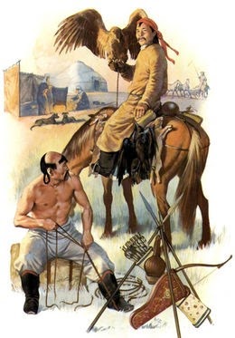 Illustrazione storica degli Unni di Attila in battaglia
