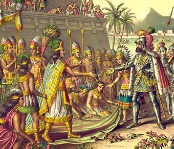 Moctezuma II riceve Hernán Cortés a Tenochtitlan