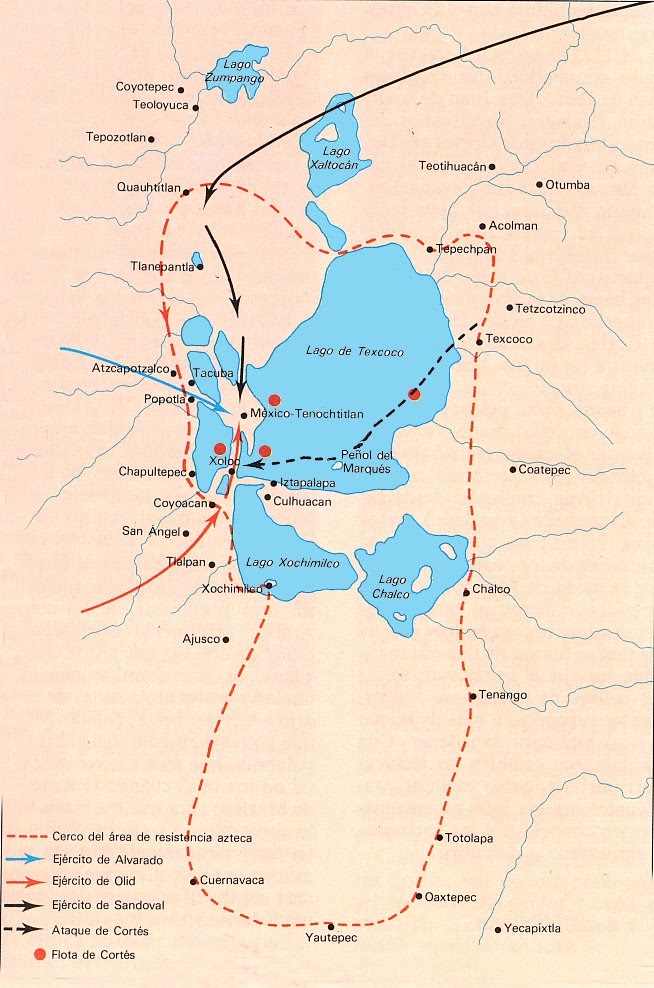 Mappa dell’assedio di Tenochtitlan del 1521