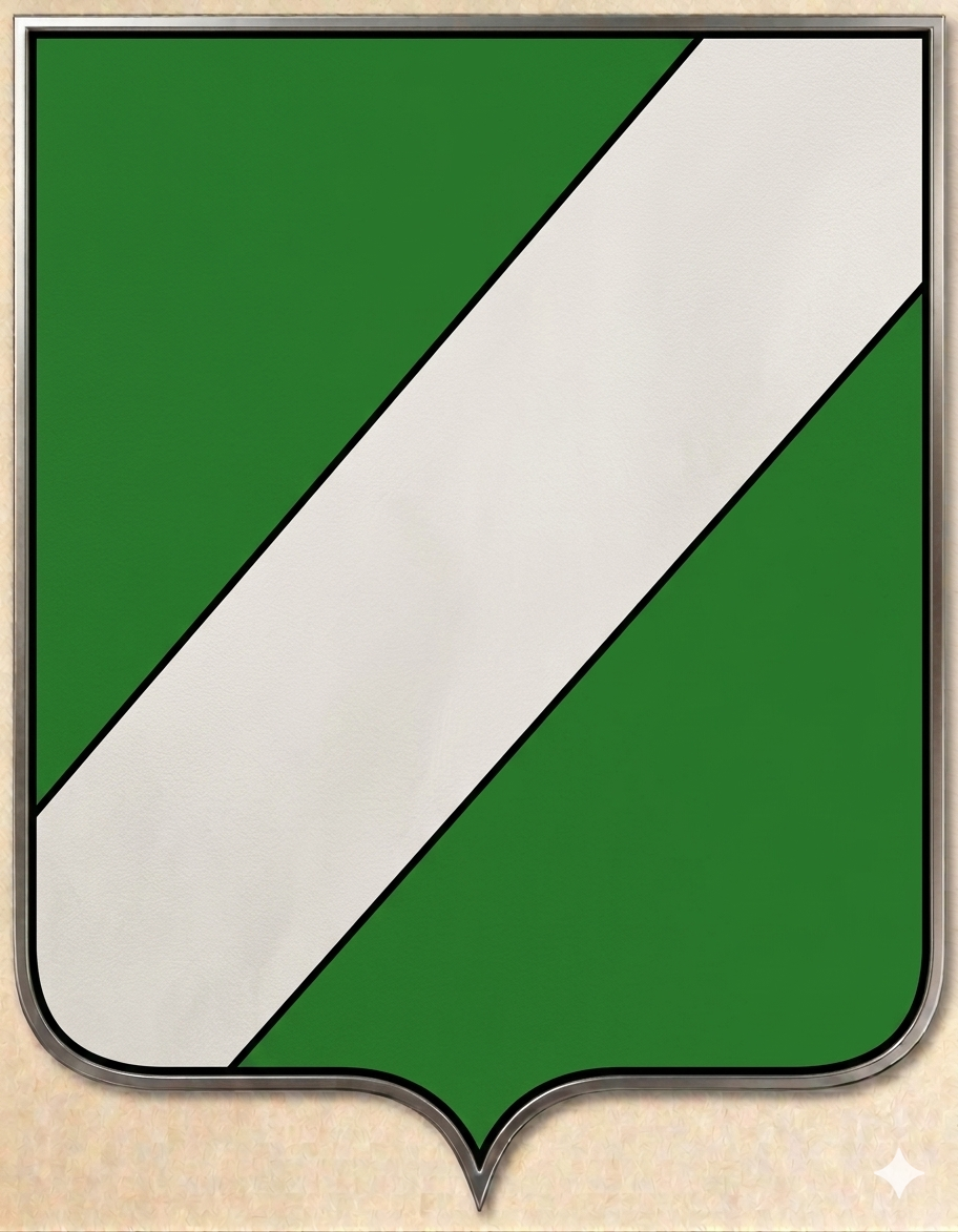 Stemma Guerra: sbarra d'argento in campo verde